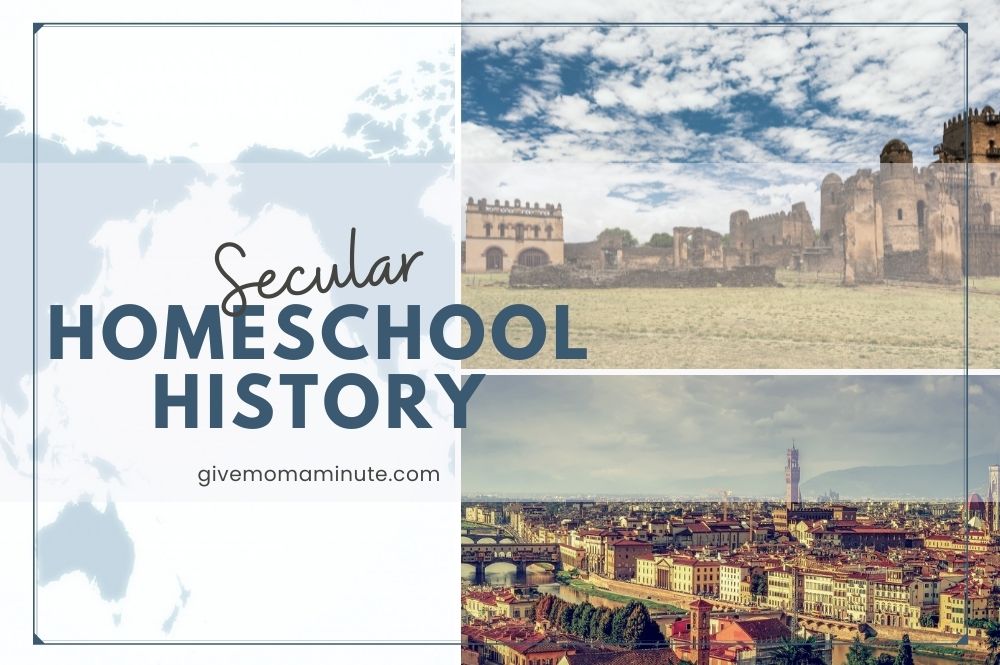secular homeschool history with historical buildings and map